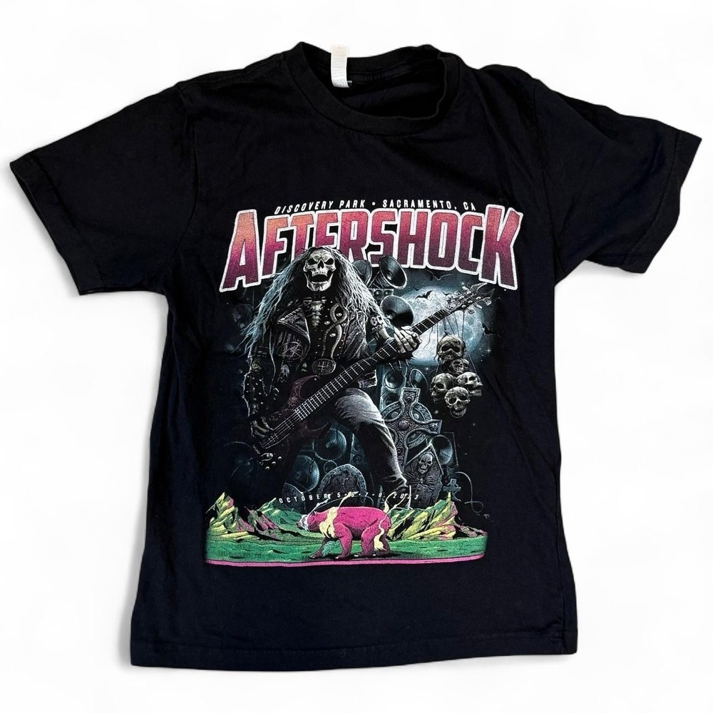 Aftershock Concert Black T-Shirt Korn Tool Graphic Double Sided Tee Adult Size S